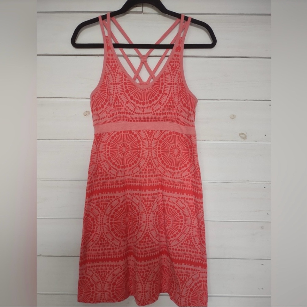 Dakini Peach Printed Dress size Large with Built in Bra